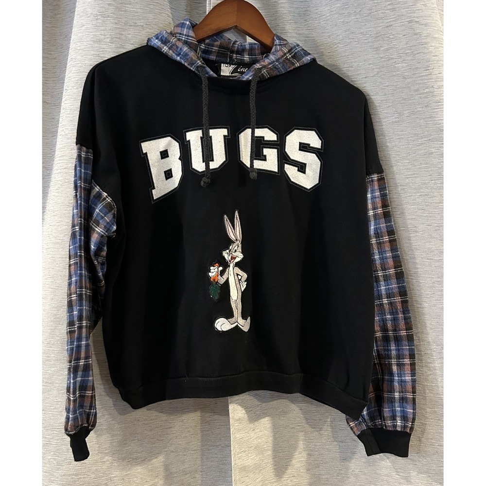 Vintage 1992 Top Line USA Looney Tunes Embroidered Plaid Long Sleeve